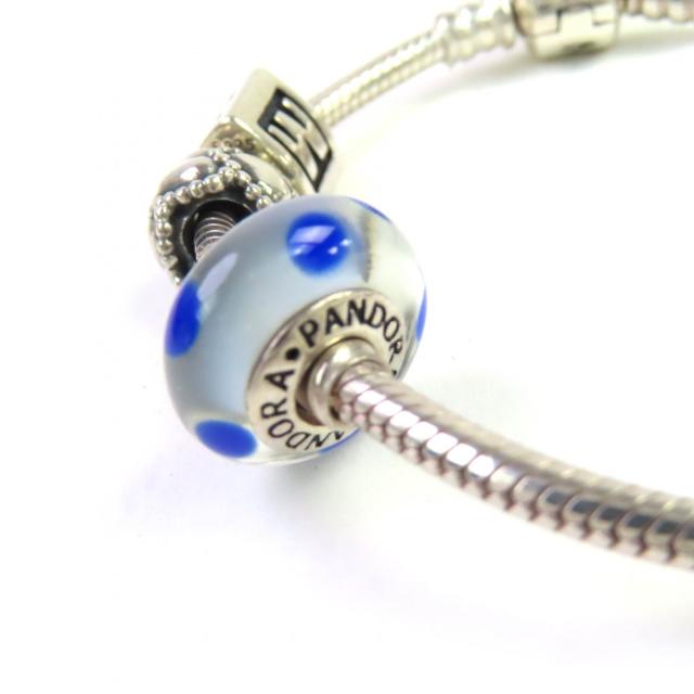 美品△PANDORA パンドラ SV925 ハートモチーフ ドットカラーストーン チャーム3個 ブレスレット シルバー 重量23.36g レディース_4
