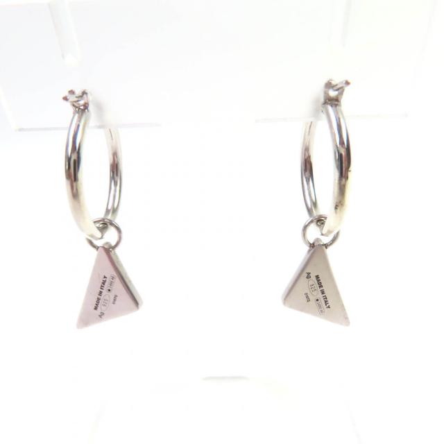 美品☆PRADA プラダ 2JO750 シンボル ペンダント ピアス AG925 現行品 
