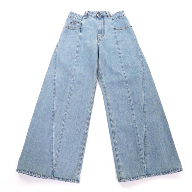 極美品★メゾンマルジェラ1 2024年製 S51LA0128 S30617 コットン100％ カットアウト ジーンズ デニム ワイドパンツ 38 定価121000円