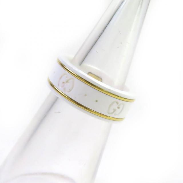 極美品△GUCCI グッチ セラミック K18 アイコンリング GGリング 指輪 ホワイト ゴールド 日本サイズ約8号相当 ケース付き 伊製 重量4.5g_2
