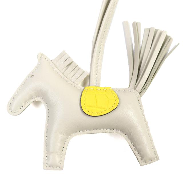 極美品△HERMES エルメス ロデオ タッチ PM アニョーミロ アリゲーター クレ/ライム バッグチャーム U刻印 フランス製 レディース