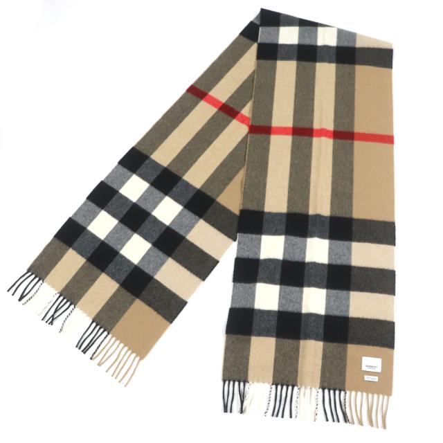 極美品▽BURBERRY バーバリー カシミヤ100% ノバチェック フリンジ付き  