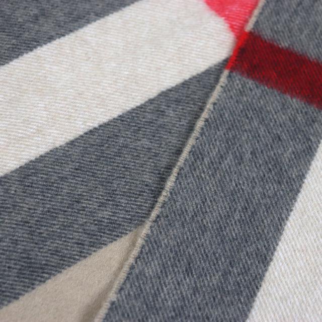 極美品▽BURBERRY バーバリー カシミヤ100% ノバチェック フリンジ付き  