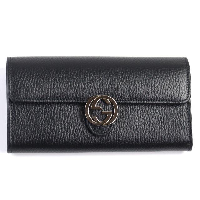 未使用品○GUCCI グッチ 615524 レザー インターロッキングG シボ加工