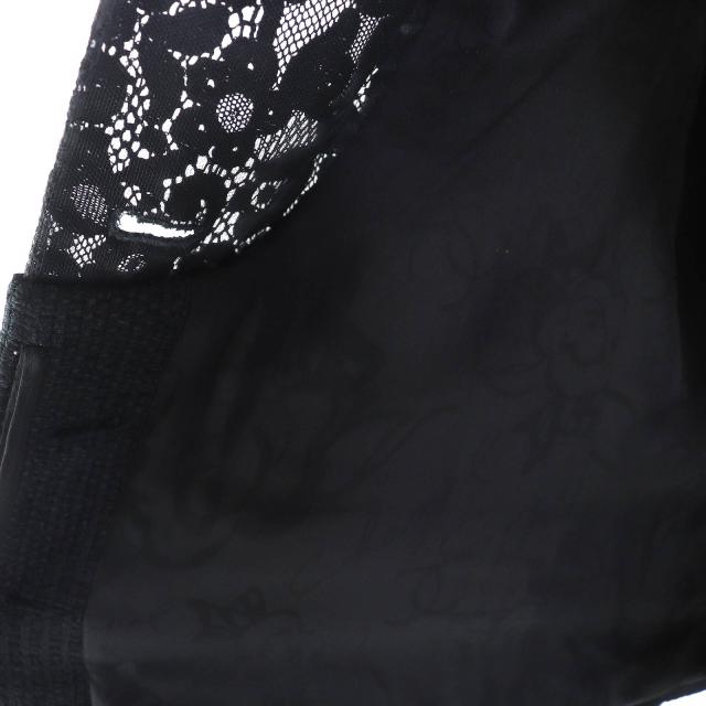 極美品△CHANEL シャネル P51026/P51112 ココボタン レース使い コットンツイード ノーカラージャケット スカート セットアップ 黒 36/38_4