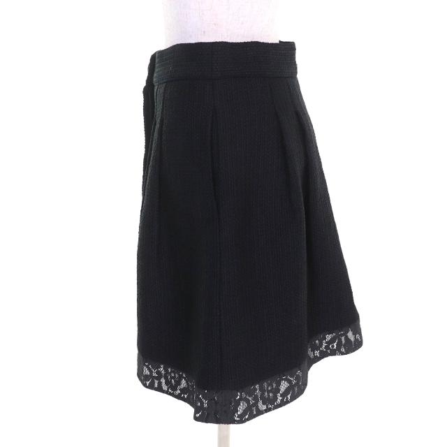 極美品△CHANEL シャネル P51026/P51112 ココボタン レース使い コットンツイード ノーカラージャケット スカート セットアップ 黒 36/38_7