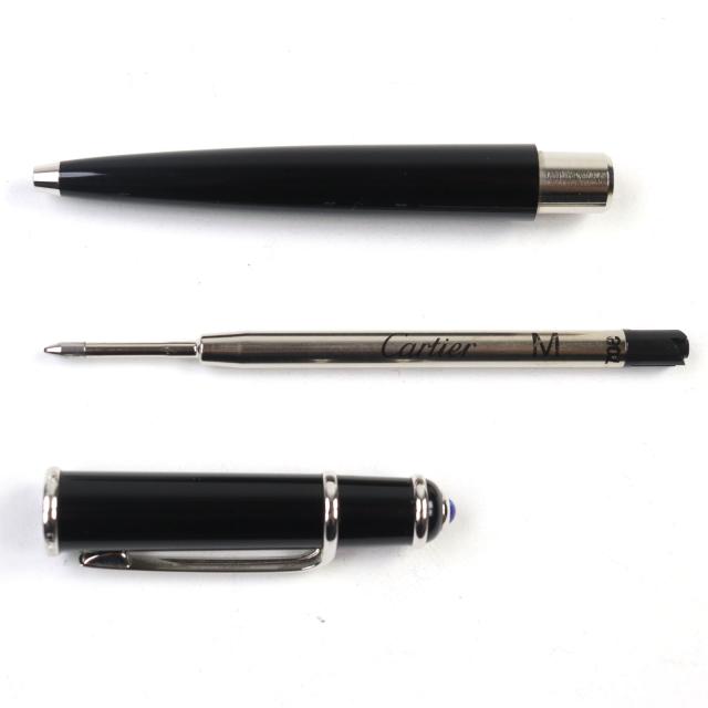 美品○Cartier カルティエ ディアボロ ドゥ カルティエ ロゴ刻印 ブルージェムストーン付き ツイスト式 ボールペン 筆記確認済み_4