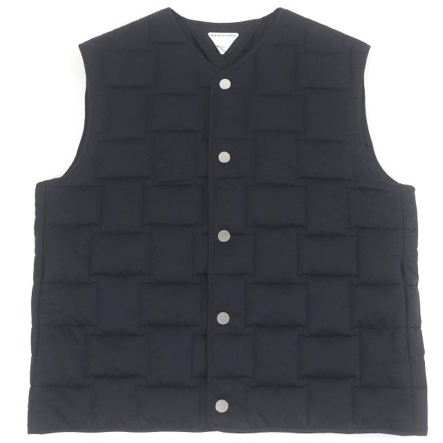 未使用品□BOTTEGAVENETA ボッテガヴェネタ 22SS 700402 Intrecciato Down Vest 中綿入 パテッドベスト ブラック XXL イタリア製 正規品