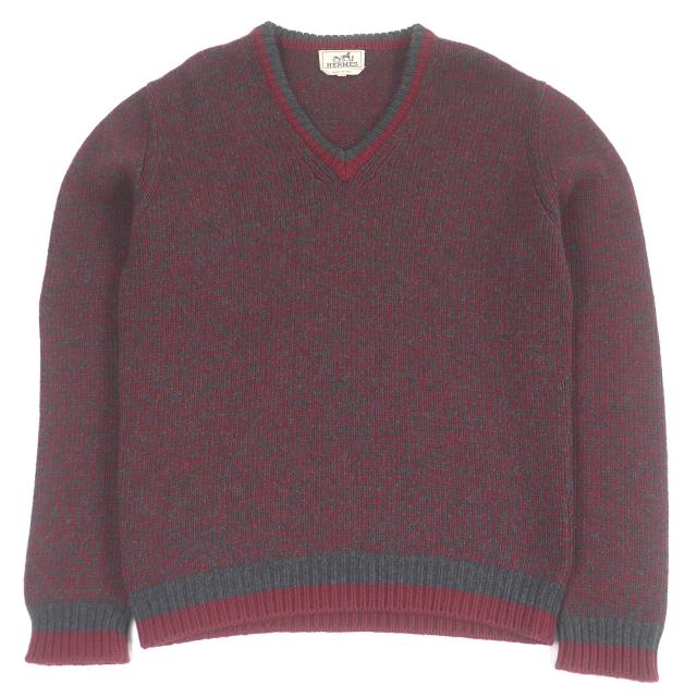 エルメス 40万↑ カシミア100％ シェーヌダンクル＆H柄 ニットセーター