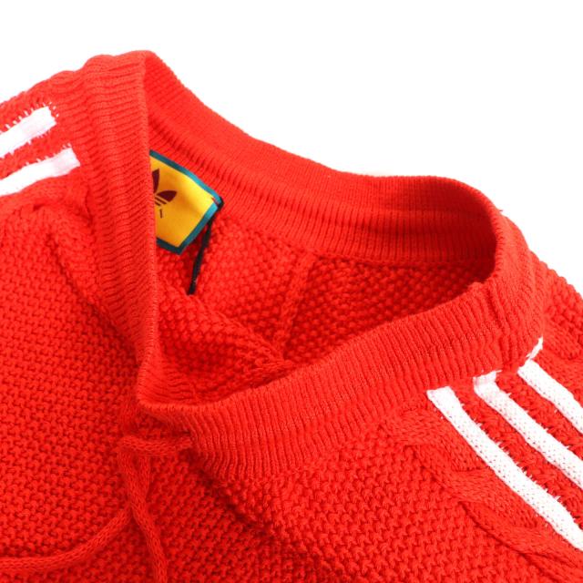 未当てはめる品△GUCCI×adidas グッチ×アディダス 693835 リネン 綿織物 トレフォイル刺しゅう入り口・入口 編み物 遊撃手ズボン下 赤いこと L 伊製 定まり品