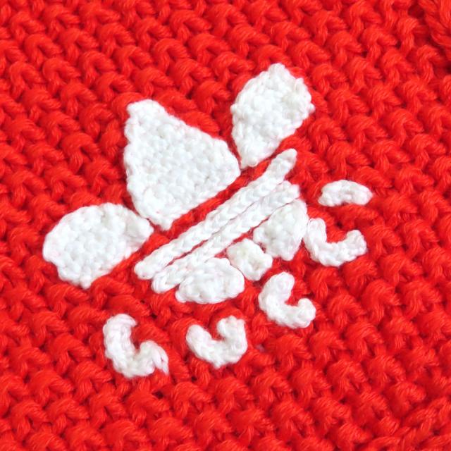未当てはめる品△GUCCI×adidas グッチ×アディダス 693835 リネン 綿織物 トレフォイル刺しゅう入り口・入口 編み物 遊撃手ズボン下 赤いこと L 伊製 定まり品