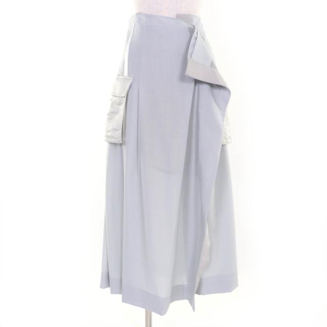 極美品☆Sacai サカイ 22-05899 Suiting Mix Skirt ロング丈 デザイン スカート ライトグレー 2 日本製 正規品 レディース