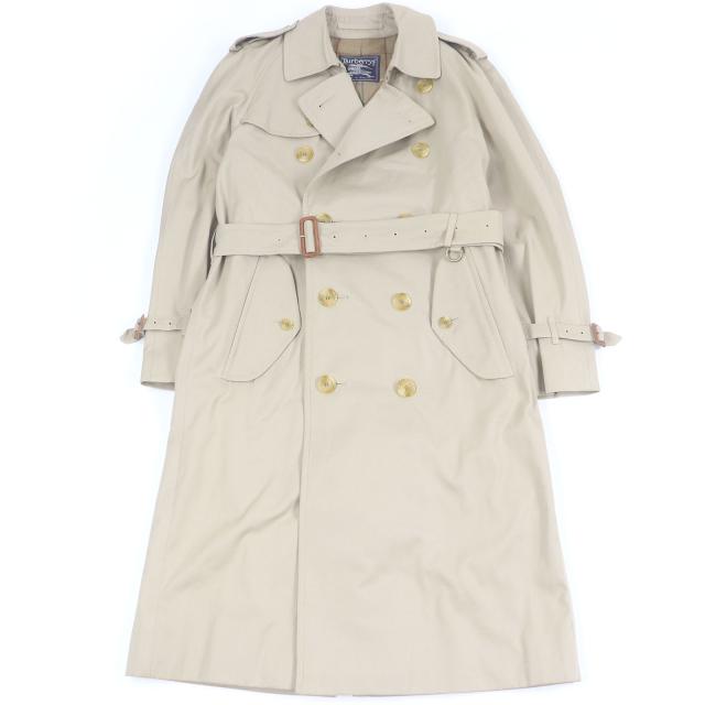 良品□Burberrys バーバリー ヴィンテージ コットン100％ 裏チェック柄 ロング丈 トレンチコート スプリングコート ベージュ 44 メンズ