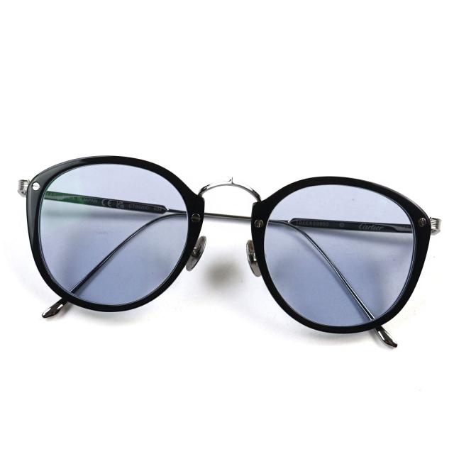 極美品○Cartier カルティエ CT00200 シグネチャー C ドゥ カルティエ ボストンシェイプ サングラス ブラック シルバー 49□23 度入り