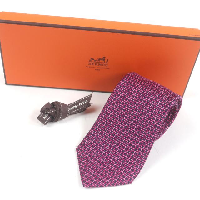 極美品□HERMES エルメス 5647 EA シルク100％ Hロゴモチーフ 総柄 