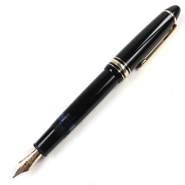 良品○MONTBLANC モンブラン マイスターシュテュック 146 14K Bニブ ロゴ刻印 ホワイトスター 吸引式 万年筆 ブラック ゴールド 西独製