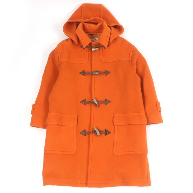 良品□HERMES エルメス ヴィンテージ 希少 藤原ヒロシ着用 トグルボタン フーデッド ダッフルコート オレンジ 46　フランス製 正規品