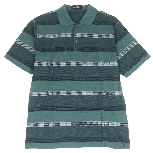 極美品□Dunhill ダンヒル 総柄 ボーダー ロゴ刺繍 長袖ニット 半袖