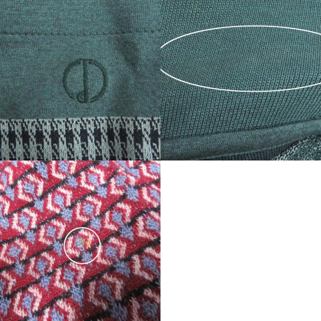 極美品□Dunhill ダンヒル 総柄 ボーダー ロゴ刺繍 長袖ニット 半袖
