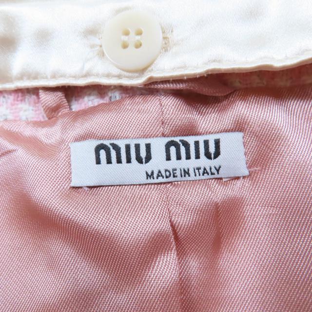 極美品☆MIUMIU ミュウミュウ 2021年製 MH1732 クロップド丈 スパンコール装飾 ツイード ジャケット ピンク 36 伊製 正規品 レディース_7