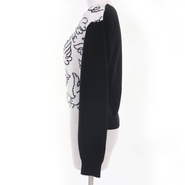 美品☆CHANEL シャネル 22C P72116K10346 カシミヤ ココマーク 長袖 ニット トップス ホワイト ブラック 34 レディース_1