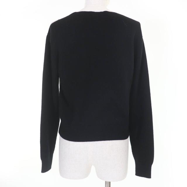 美品☆CHANEL シャネル 22C P72116K10346 カシミヤ ココマーク 長袖 ニット トップス ホワイト ブラック 34 レディース_2