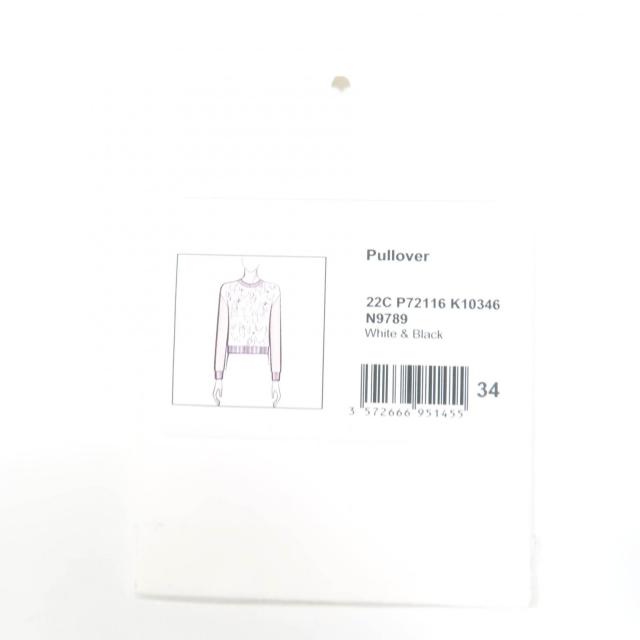 美品☆CHANEL シャネル 22C P72116K10346 カシミヤ ココマーク 長袖 ニット トップス ホワイト ブラック 34 レディース_5