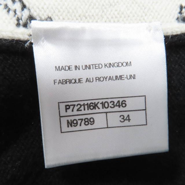 美品☆CHANEL シャネル 22C P72116K10346 カシミヤ ココマーク 長袖 ニット トップス ホワイト ブラック 34 レディース_8