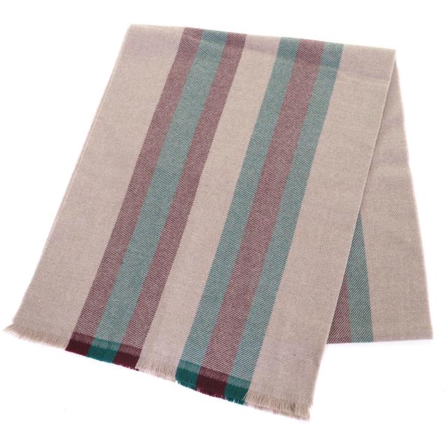 極美品△GUCCI グッチ 387574 4G200 ウール100％ シェリーライン フリンジ付き ショール ストール マフラー ライトブラウン 伊製 正規品