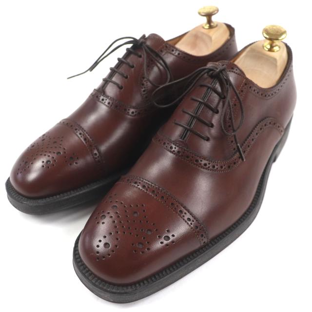 極美品▼Santoni サントーニ レザー ストレートチップ メダリオン パーフォレーション レースアップ 内羽根 レザーシューズ 7 メンズ