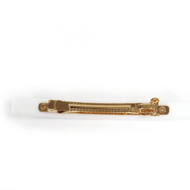 極美品☆MIUMIU ミュウミュウ 51F125 ロゴ入り バレッタ ヘアアクセサリー ホワイト ブラック 箱・保存袋付き イタリア製 レディース_4