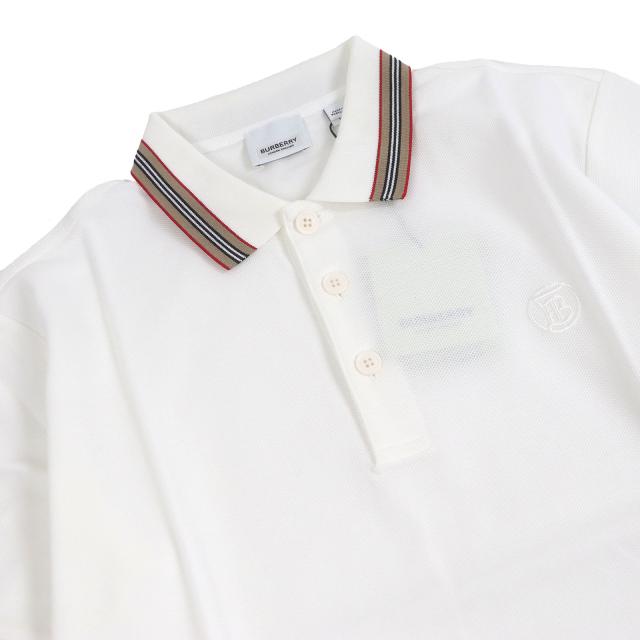 未使用品□BURBERRY バーバリー 8056225 コットン100％ TBロゴ刺繍 エンブロイダリー 半袖ポロシャツ カットソー ホワイト XS 正規品_1