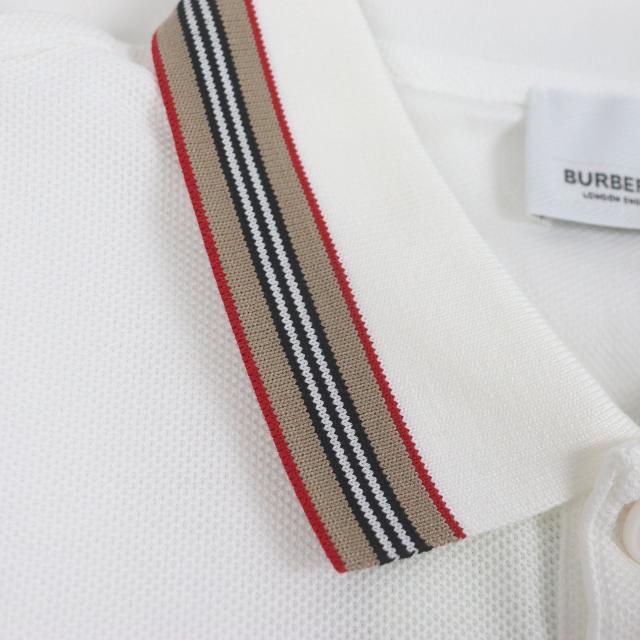 未使用品□BURBERRY バーバリー 8056225 コットン100％ TBロゴ刺繍 エンブロイダリー 半袖ポロシャツ カットソー ホワイト XS 正規品_3