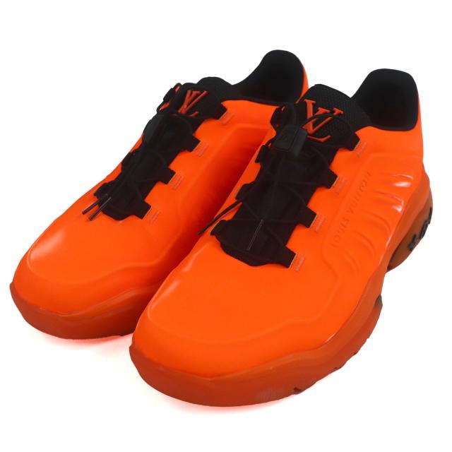未使用品□LOUIS VUITTON ルイヴィトン 2021年製 ミレニアム・ライン LVロゴ ローカットスニーカー ネオンオレンジ 7 イタリア製 メンズ
