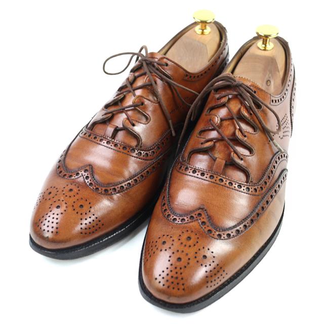 美品○CROCKETT&JONES クロケットアンドジョーンズ 5899 GHILLIE 2 ウイングチップ メダリオン ギリーシューズ レザーシューズ 7.5