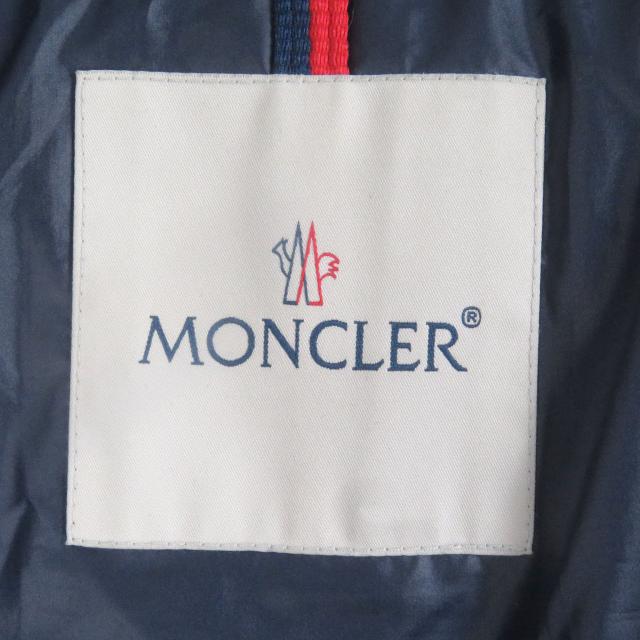 美品□MONCLER モンクレール 24-25AW ENZIAN GIUBOTTO ロゴワッペン フーデッド ダウンジャケット ネイビー ブラウン 2 正規品　メンズ