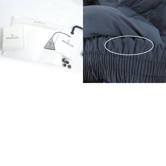 美品□MONCLER モンクレール 24-25AW ENZIAN GIUBOTTO ロゴワッペン フーデッド ダウンジャケット ネイビー ブラウン 2 正規品　メンズ