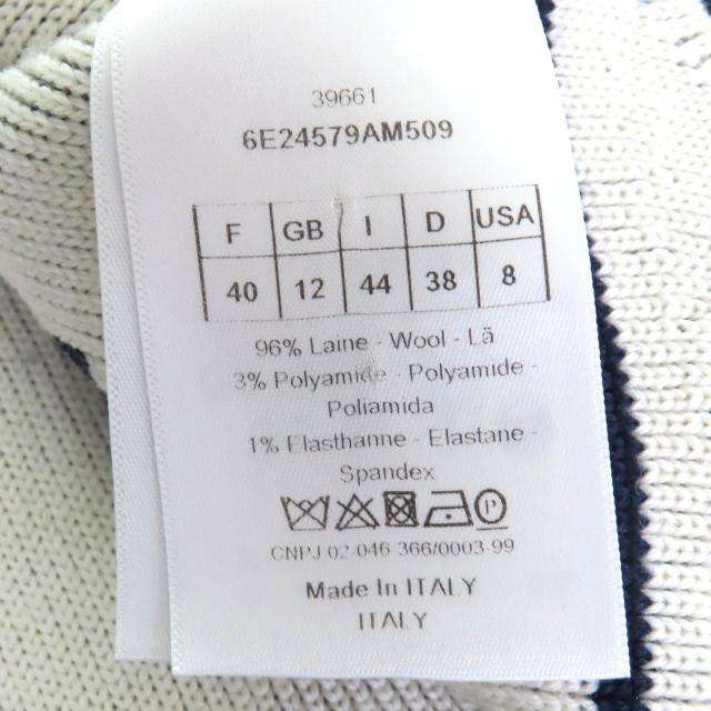 極美品△Christian Dior クリスチャンディオール 6E24579AM509 ウール クローバー 裾スカラップ 長袖 クロップド ニット 44 正規品_5