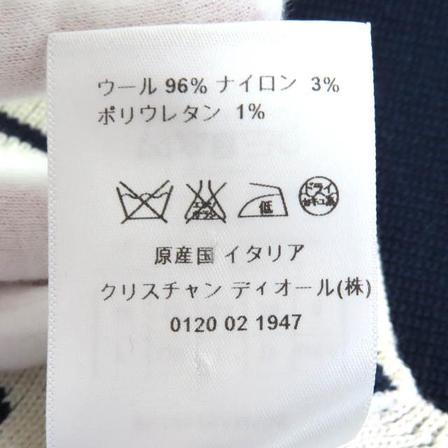 極美品△Christian Dior クリスチャンディオール 6E24579AM509 ウール クローバー 裾スカラップ 長袖 クロップド ニット 44 正規品_6