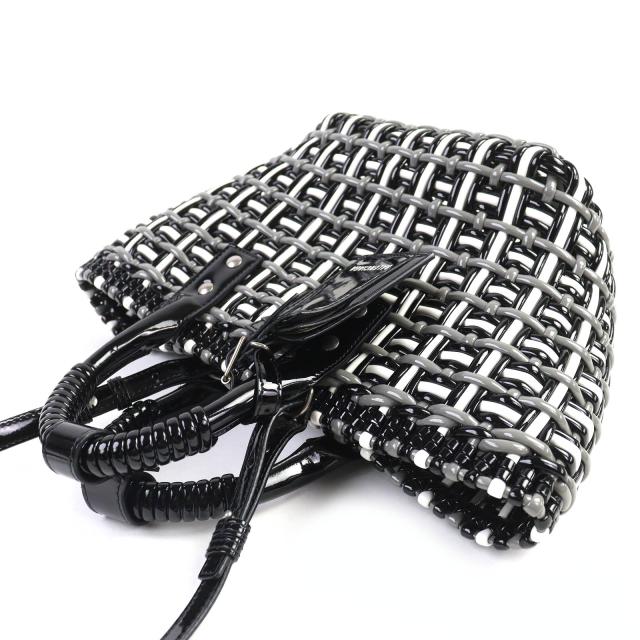 極美品△BALENCIAGA バレンシアガ 671342 ビストロ バスケットバッグ XS エナメル 2WAY ハンドバッグ ショルダーバッグ 保存袋付き 伊製_4