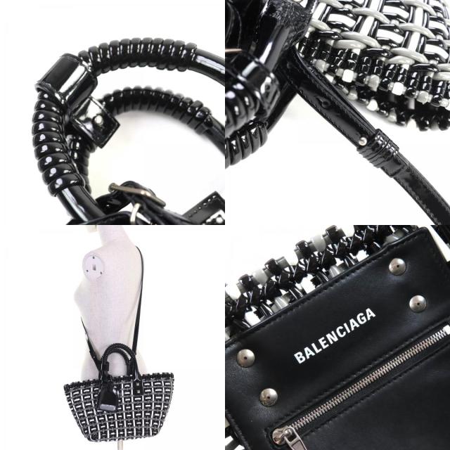 極美品△BALENCIAGA バレンシアガ 671342 ビストロ バスケットバッグ XS エナメル 2WAY ハンドバッグ ショルダーバッグ 保存袋付き 伊製_8