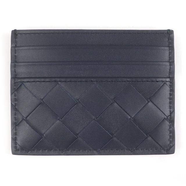 未使用品□BOTTEGAVENETA ボッテガヴェネタ 743209 レザー イントレチャート 名刺入れ カードケース ネイビー 箱・保存袋付き イタリア製