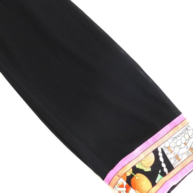 美品★LEONARD FASHION レオナール ファッション コットン100％ 花柄 袖シースルー切替 ワンピース チュニック ブラック L 日本製_5