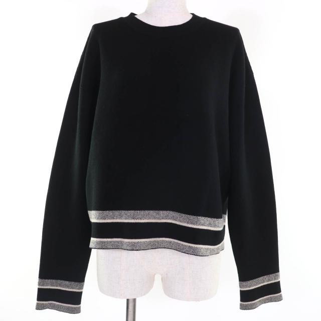 美品☆Christian Dior クリスチャンディオール 014S55AM042 カシミヤ ロゴ入り 長袖 ニット ブラック 40 イタリア製 正規品 レディース