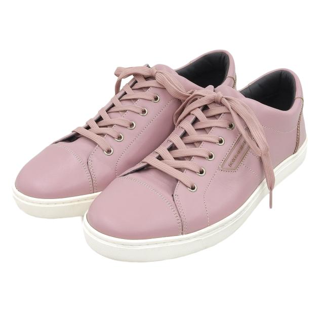 極美品▲DOLCE&GABBANA ドルチェ＆ガッバーナ  CS1326 レザー ローカットスニーカー シューズ ピンク 9 イタリア製 メンズ