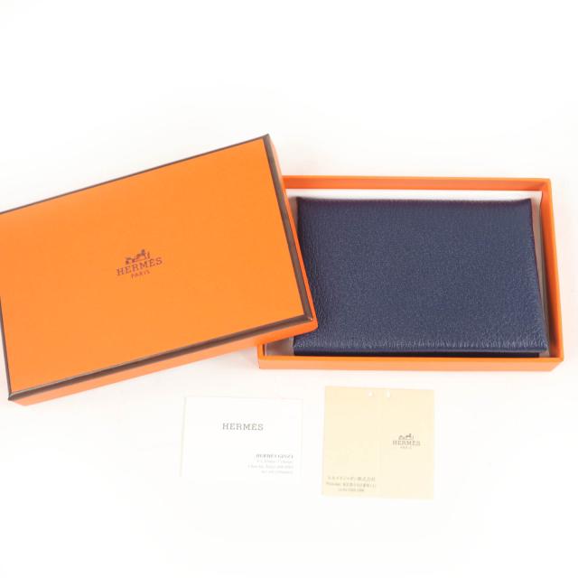 未使用品☆HERMES エルメス カルヴィ デュオ シェーブル ブルーニュイ シルバー金具 コインケース W刻 箱付き フランス製 レディース_2