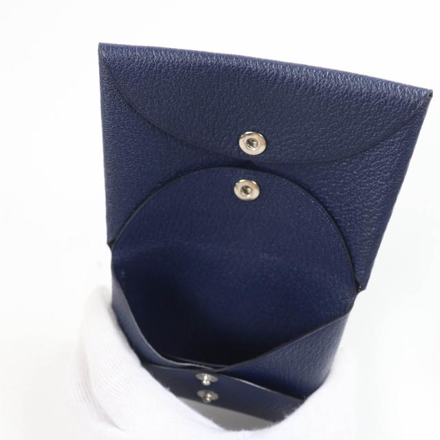未使用品☆HERMES エルメス カルヴィ デュオ シェーブル ブルーニュイ シルバー金具 コインケース W刻 箱付き フランス製 レディース_6
