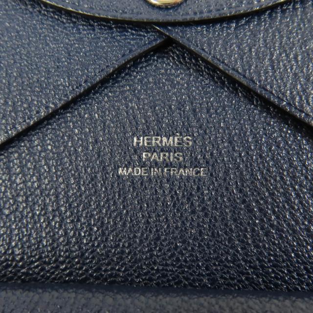 未使用品☆HERMES エルメス カルヴィ デュオ シェーブル ブルーニュイ シルバー金具 コインケース W刻 箱付き フランス製 レディース_7