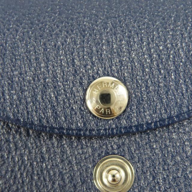 未使用品☆HERMES エルメス カルヴィ デュオ シェーブル ブルーニュイ シルバー金具 コインケース W刻 箱付き フランス製 レディース_8
