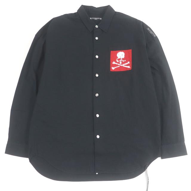美品□MASTERMIND WORLD マスターマインド ワールド MW19S03-SH002-002 スカル ロングスリーブ 長袖シャツ ブラック M 日本製 正規品